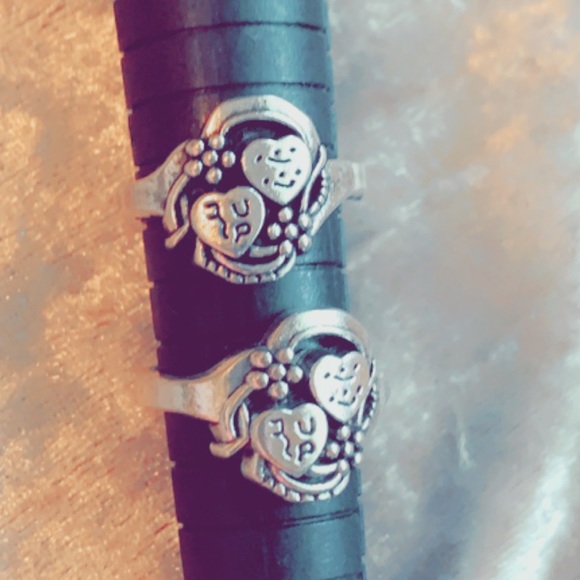 Vintage Matching Rings couples BFFs silver plated - Picture 12 of 14